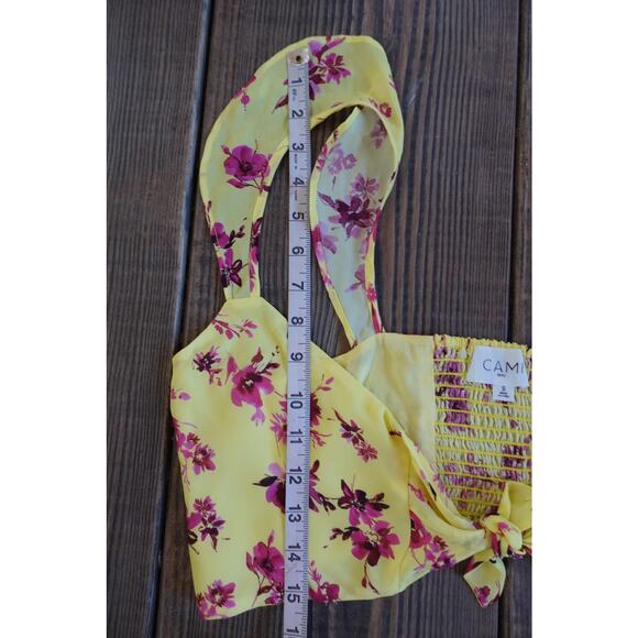 Cami NYC Silk Floral Two Piece Set Womens Small Yellow Pink Bra Top Shorts Boho - Picture 11 of 16